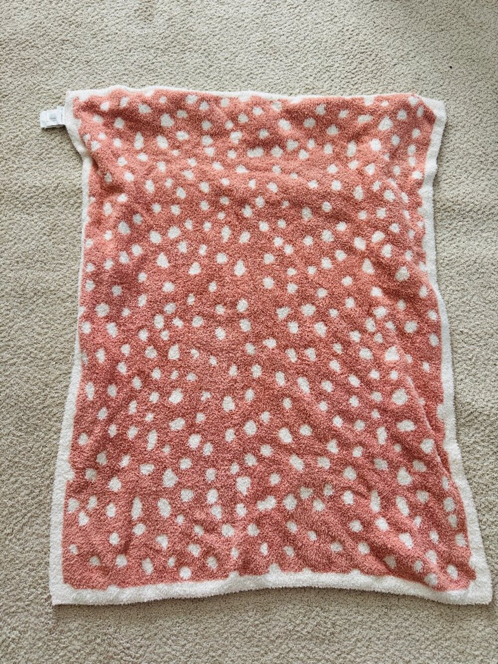 Cupcakes and Cashmere Baby Planket Peach Ivory Cheetah Spot Print GS22-S01-004